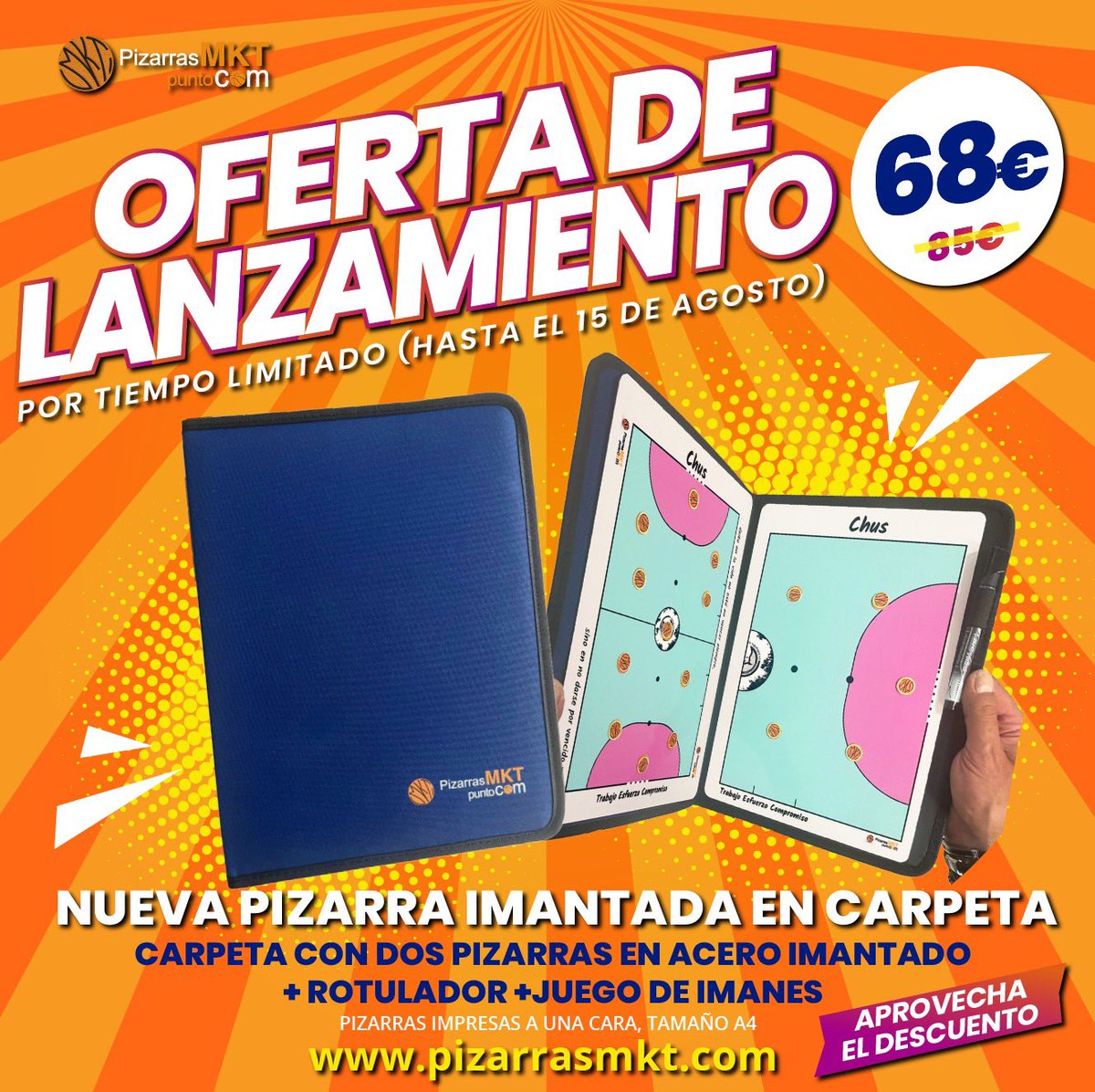 📣📣📣OFERTA DE LANZAMIENTO📣📣📣

NUEVA‼️ PIZARRA IMANTADA EN CARPETA

Carpeta con dos pizarras PERSONALIZADAS en ACERO IMANTADO ➕ Rotulador ➕ Juego de Imanes

TODO POR 68€ (oferta hasta el 15 de Agosto)

#pizarraspersonalizadas  #pizarrasentrenadores #pizarrasmkt