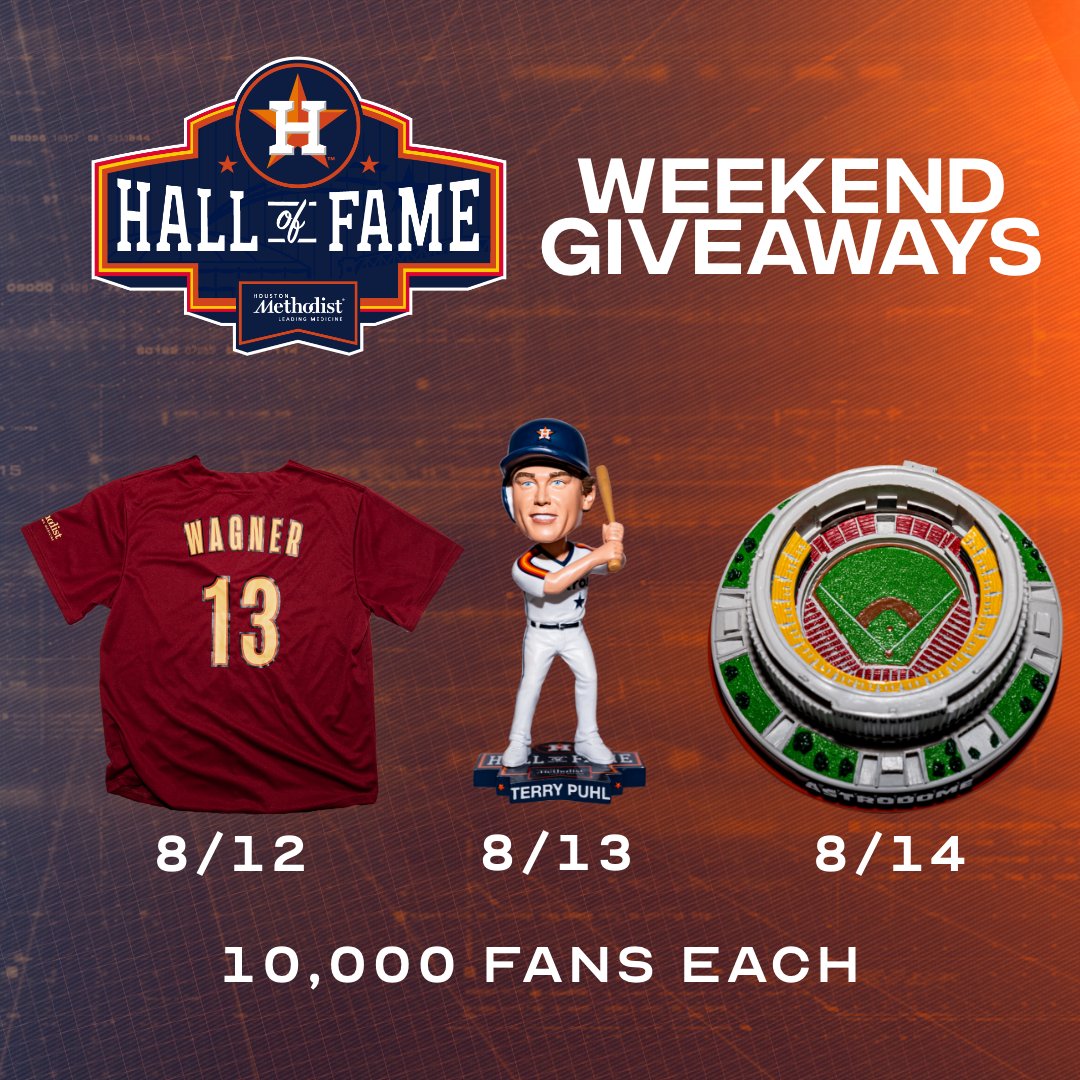 Houston Astros on X: Next weekend is Hall of Fame Weekend! 🔹 Friday: Billy  Wagner Jersey 🔸 Saturday: Terry Puhl Bobblehead 🔹 Sunday: Replica  Astrodome Get your tickets at    /