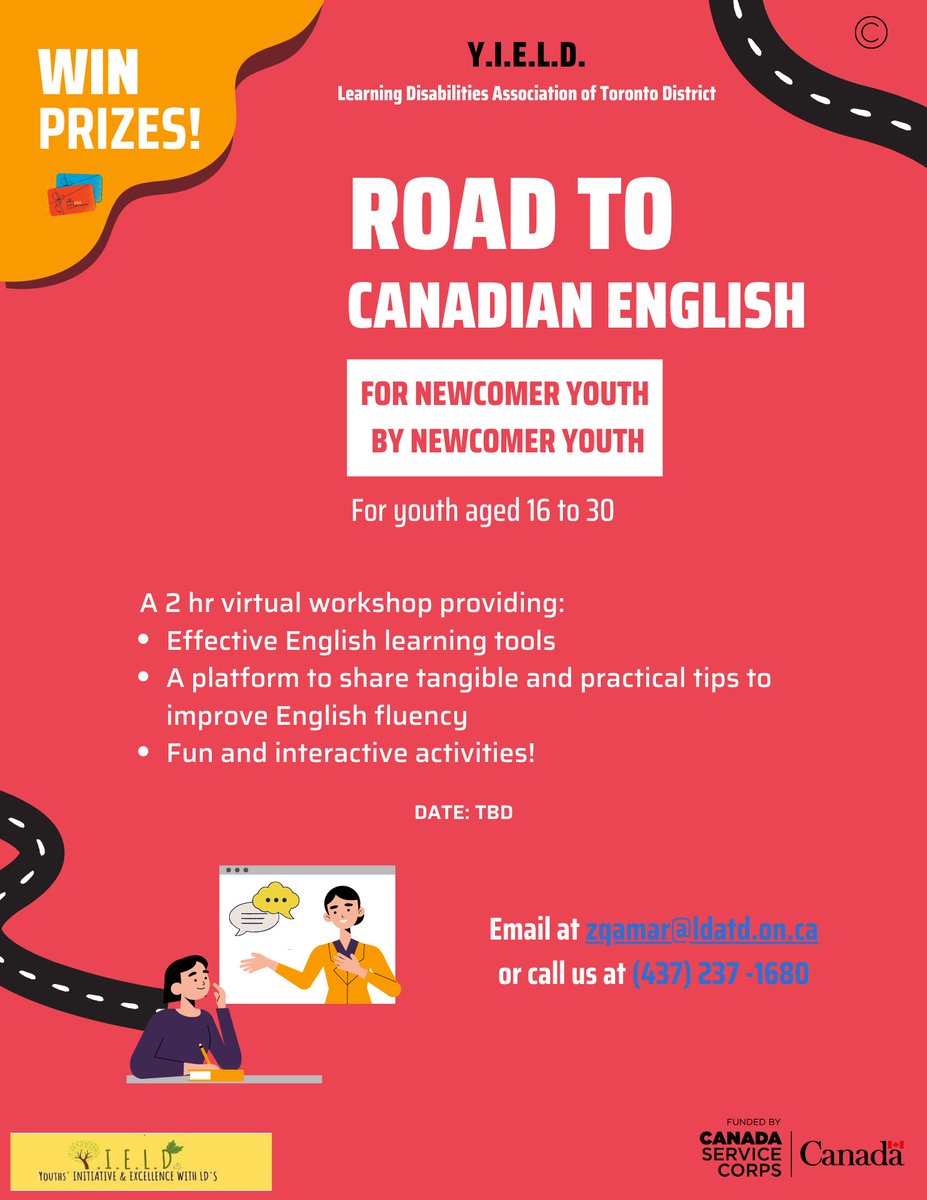 yieldprogram's tweet image. We have an English language learning workshop for newcomers coming up this August! 

Join us to learn fascinating methods to learn a new language, play fun games and win prizes! 

Contact us to have it delivered at your organization.
#newcomers#youth#leadership