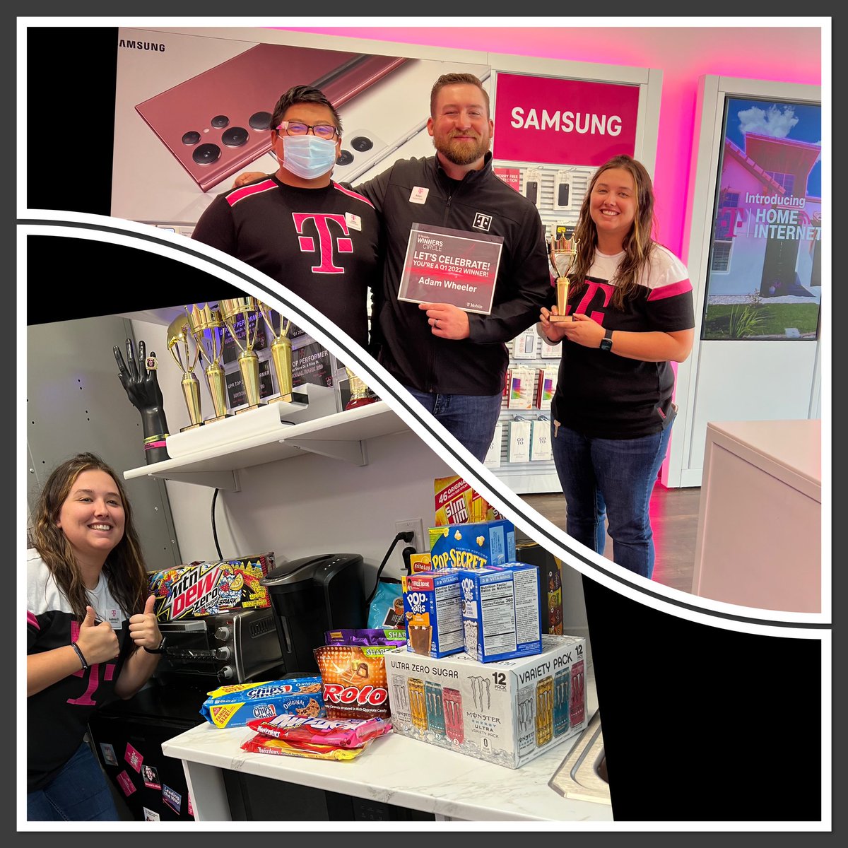 EMobile23's tweet photo. The #1 team for July got some love today! The Land made it into Q1 winners circle and took home the district trophy 🏆. Check out that trophy display #fullofbling 🤩Keep up the great work @HollandPhoneGuy!
#watchMIhustle #TheLandofwinners  #kingoftheDUB @asadirfan @domjrcoleman https://t.co/M8fuolYa13