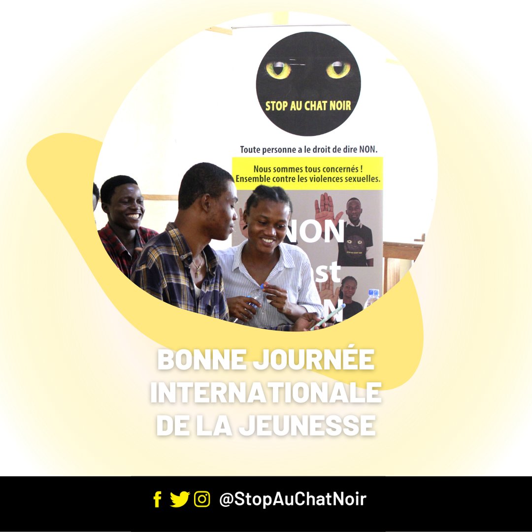 stopauchatnoir's tweet photo. Le savais-tu ?  Le 12 Août c'est la journée internationale de la jeunesse !
Nous souhaitons une bonne journée aux jeunes respectueux⸱ses du consentement; engagé⸱es contre les VBG; soucieux⸱ses de l'égalité Homme-Femme !

#GénérationNoncestnon 
#Touscontrelesviolencessexuelles https://t.co/OyEovITrsT
