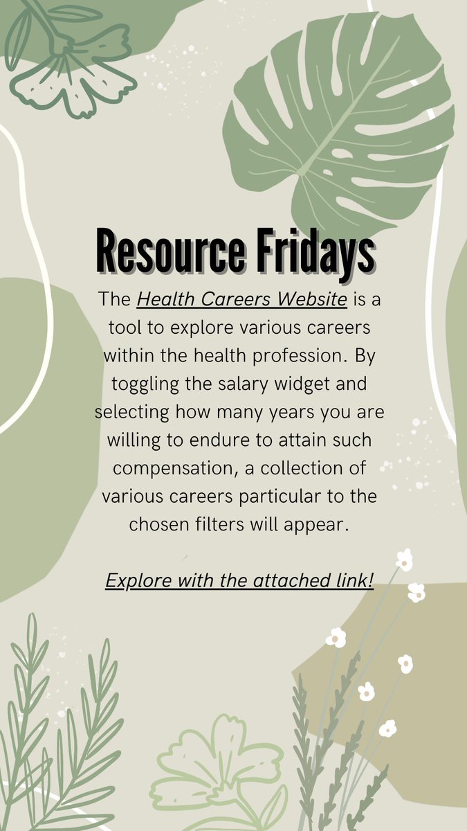 Happy Resource Friday! 

Make sure to check out the health careers website. 

explorehealthcareers.org/career-explore…