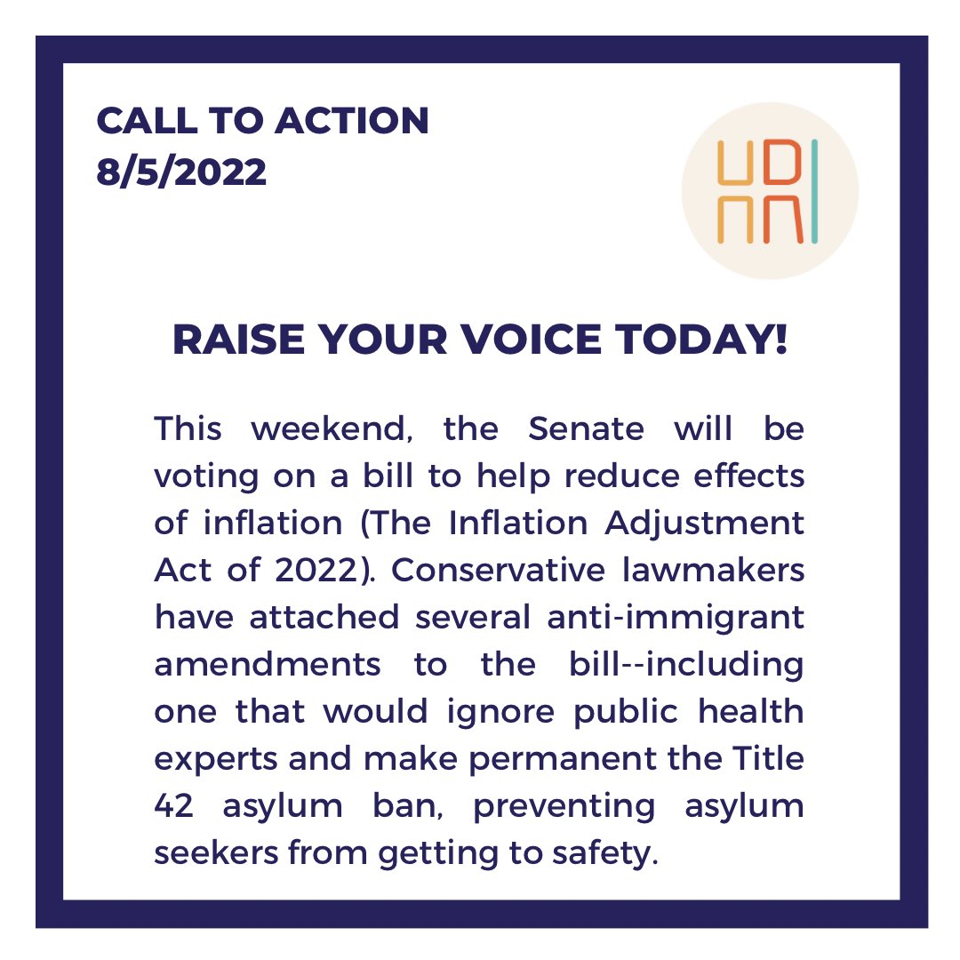 We need you to raise your voice in opposition, especially if you live in a state with Democratic senators. Here's a call-script: bit.ly/WWDT42Call-In. 
☝️You know what to do☝️Let's light up these phone lines! 

#ImmigrantsRightsAREhumanRights #WelcomeWithDignity #RestoreAsylum