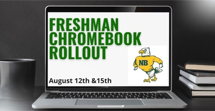 NBHSEagles's tweet photo. Freshman Chromebook Rollout:
Chromebook rollout for incoming freshmen will be August 12th and August 15th during English classes. The Chromebook fee is $35. You can pay this fee through your My School Bucks account. https://t.co/JnjV3vIl4Q