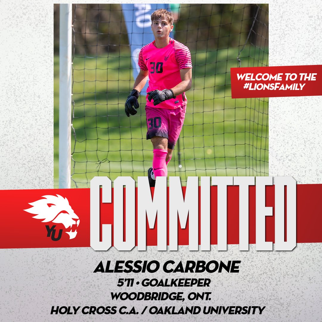 🚨SIGNING ALERT🚨 Lions, please welcome Alessio Carbone, a transfer from Oakland University to the squad as he will be joining the York Lions Men's Soccer team this fall! 🦁

#LionPride #yorku