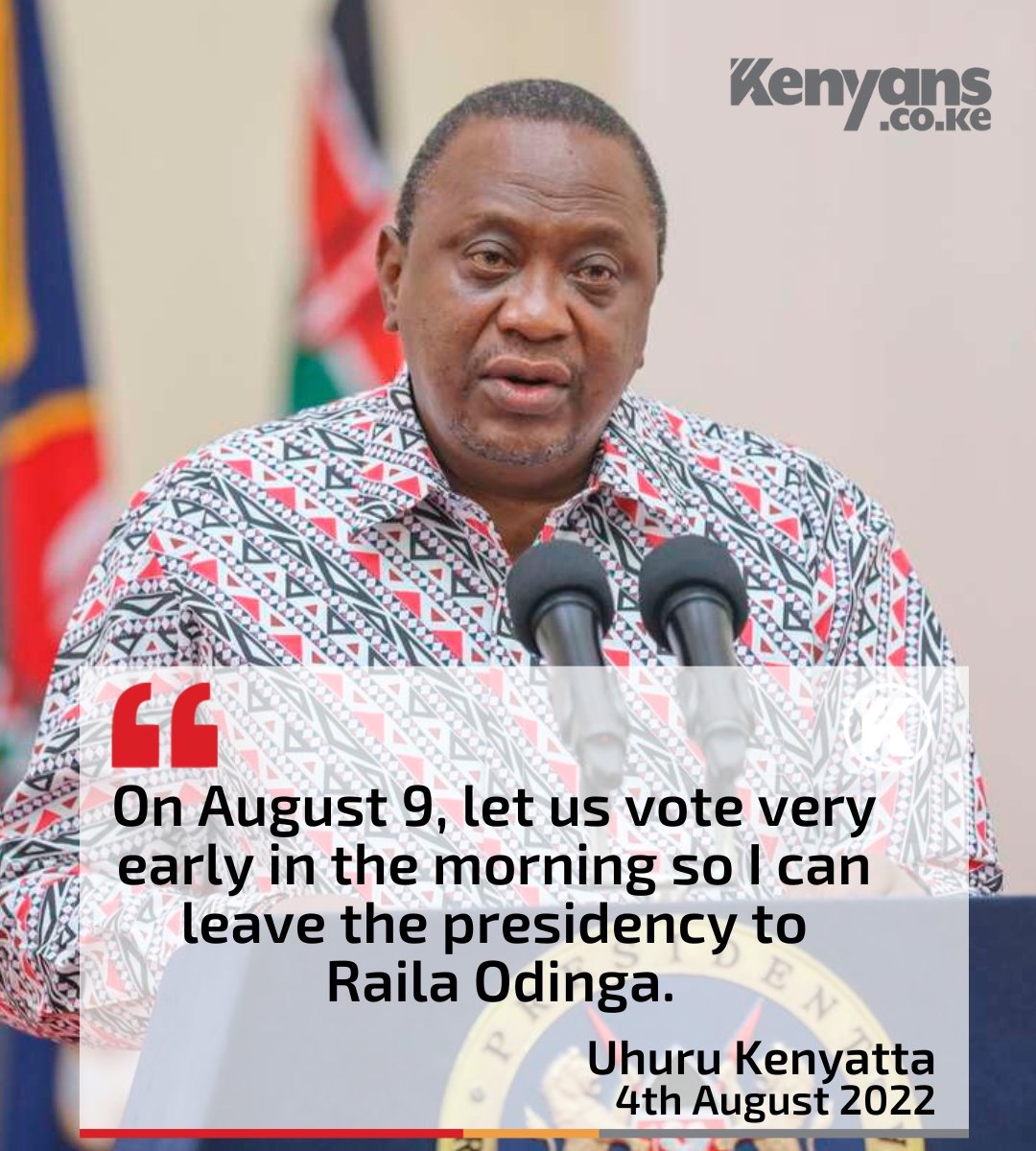 President Uhuru Kenyatta tells Kenyans that he wants to leave presidency to Raila as in yesterday.