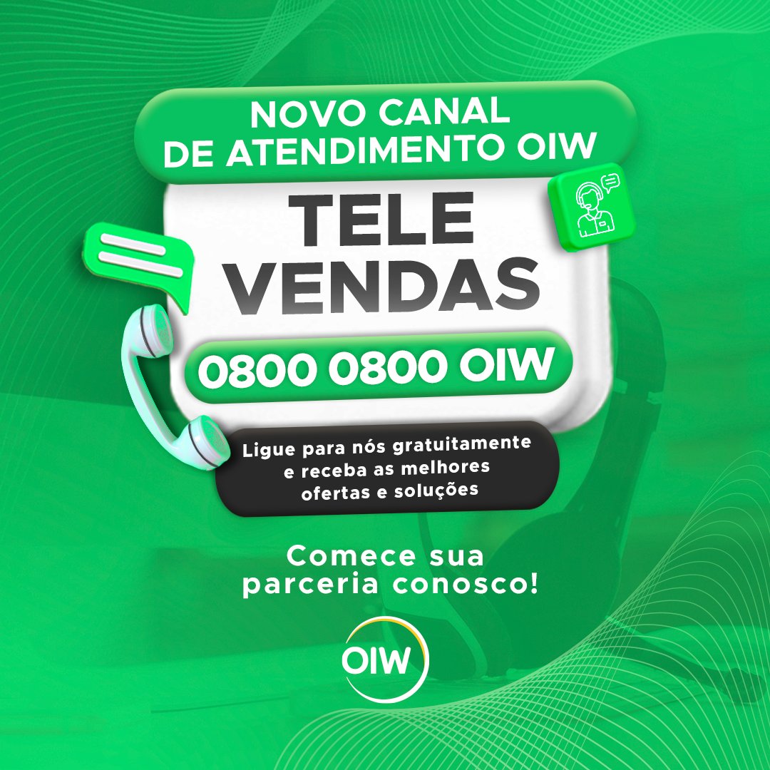 oiwtelecom's tweet photo. Ainda não conhece o canal exclusivo da OIW para televendas? ✅

👉 É simples: disque 0800 0800 OIW (letras correspondentes aos números 649) e receba as melhores oportunidades de negócio! 🚀

#oiw #telecom #televendas #tecnologia #novidade #comunicação #diálogo #somosoiw https://t.co/MBMgnUtrcz