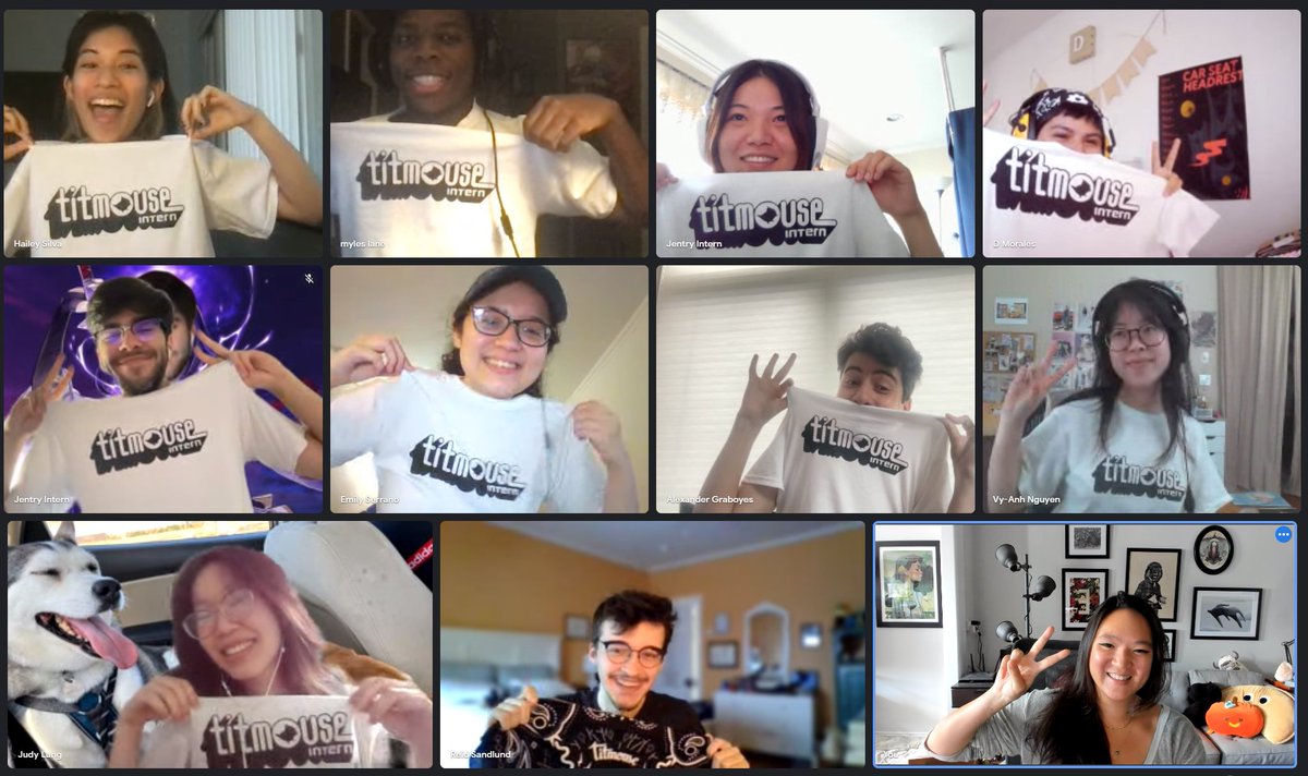 ellensuTV's tweet photo. Can't believe the @TitmouseInc Summer Internship is almost over! Obligatory intern group photo and continuing the tradition of trying to make a heart shape collage with our screens. #internship #interns #animation https://t.co/TTmtCnC53V