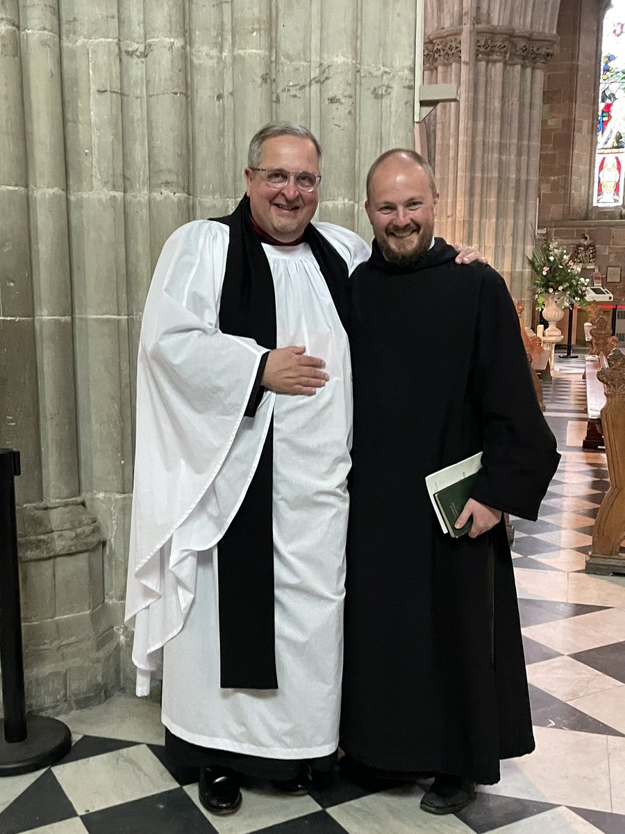 Good to catch up with Br Adrian from Mucknell Abbey today at Evensong by <a href="/StMarysPriory/">St Mary's Priory Church</a> Choir <a href="/WorcCathedral/">Worcester Cathedral</a> . A former member of <a href="/HolywellCom/">Holywell Community</a> here in Abergavenny <a href="/MonmouthDCO/">Monmouth Diocese</a> <a href="/ChurchinWales/">The Church in Wales | Yr Eglwys yng Nghymru</a>