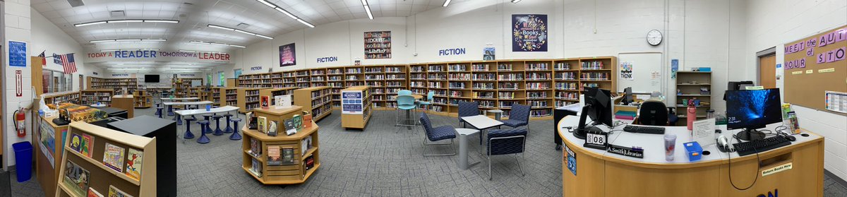 AGGuilin's tweet photo. Shout out to my wonderful colleague-husband @Wakefield_media @WakefieldHS for helping set up the @NorthWakeCCA media center. 📚 Ready to greet students and faculty on Monday! #soarstrong https://t.co/SFUyeNmcjG