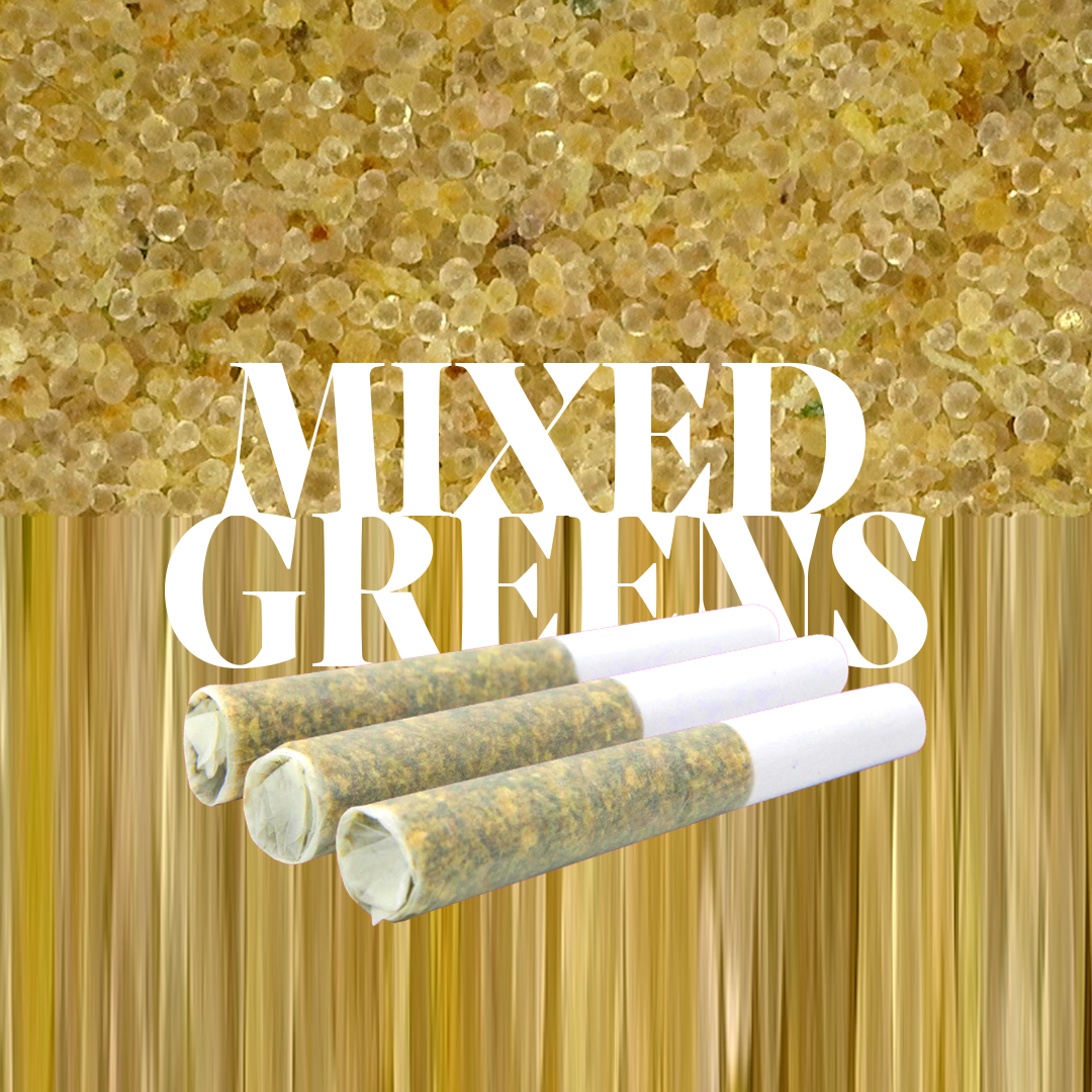 Mixed Greens Infused Pre-Rolls embody the best attributes of our exceptional dry flower combined with high quality fine 75-149 micron dry sift hash. Carefully curated and hand blended - Mixed Greens promise consumers an altogether unique expression of the dried flower experience.