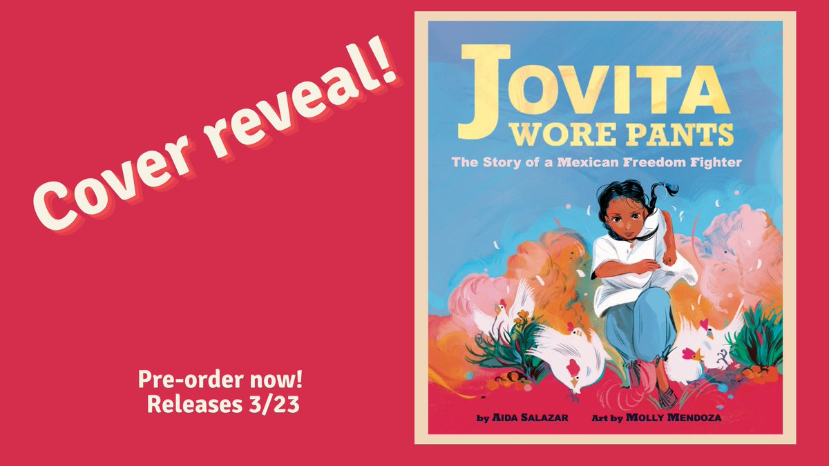 aida_writes's tweet photo. Thrilled to share the cover for my next picture book, JOVITA WORE PANTS: The Story of a Mexican Freedom Fighter! Gorgeously illustrated by @thisismollym and originally acquired and nurtured by the visionary @kaitfeldmann. Isn't it EVERYTHING?! 🧵
Pre-order https://t.co/Ptal3tSOTv https://t.co/r3ktxqrEhy