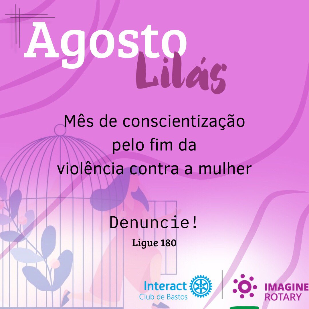 interactbastos's tweet photo. 💜Agosto Lilás💜

O movimento “Agosto Lilás” é uma campanha de conscientização pelo fim da violência contra a mulher, incentivando denúncias de agressão.

Violência contra a mulher é crime!!
Disque 180, denuncie!

https://t.co/BchgHYq2bg https://t.co/MlM06t6tDb