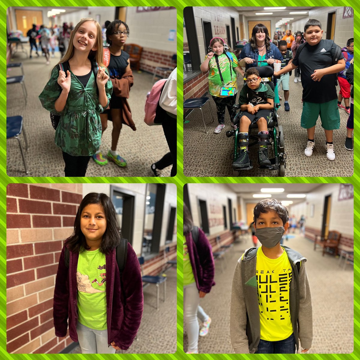 BPEKnights's tweet photo. Knights are โso fresh and so cleanโ in their GREEN! ๐ข๐๐พ๐ฉ๐๐ธ๐๐ชTomorrow is BLUE Day! Be sure to dress in Blue tomorrow to help our Kindergartners learn their colors! #BPEPride ๐ https://t.co/3Lyqhryj4L