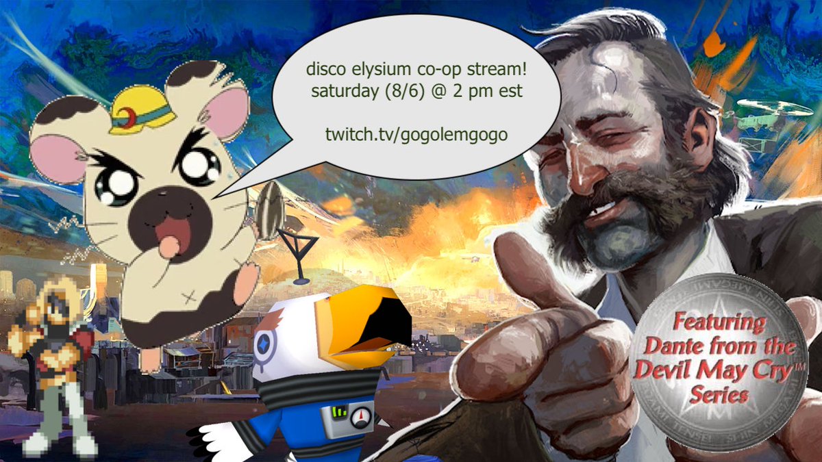 GulliverLemmy's tweet photo. tomorrow at 2 pm est i am going to try to play disco elysium cooperatively using the game's twitch integration. ive never played disco before and this will be my first time streaming a game. drop by to help steer the ship or just say hello! 💪🤩

https://t.co/OmAbSFylyL https://t.co/3i9oEevCXc