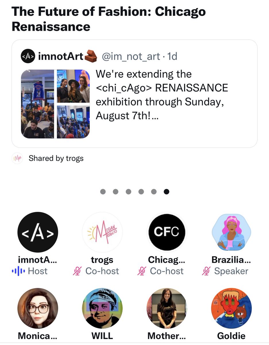 Proud of this beautiful partnership between <a href="/im_not_art/">imnotArt🧱</a> and <a href="/_CFCnews/">Chicago Fashion Coalition</a> ⛓👩🏽‍💻✨ #NFTs ⛓#fashion