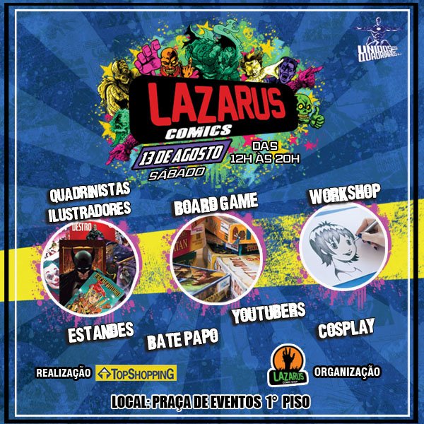 ShopLazarus's tweet photo. Evento de quadrinhos no RJ e de GRAÇA! 
Marquem na agenda e chamem a galera, vai ter muita coisa bacana! 
#comiccon2022 #eventogeek #comics https://t.co/K4vln6xOZl