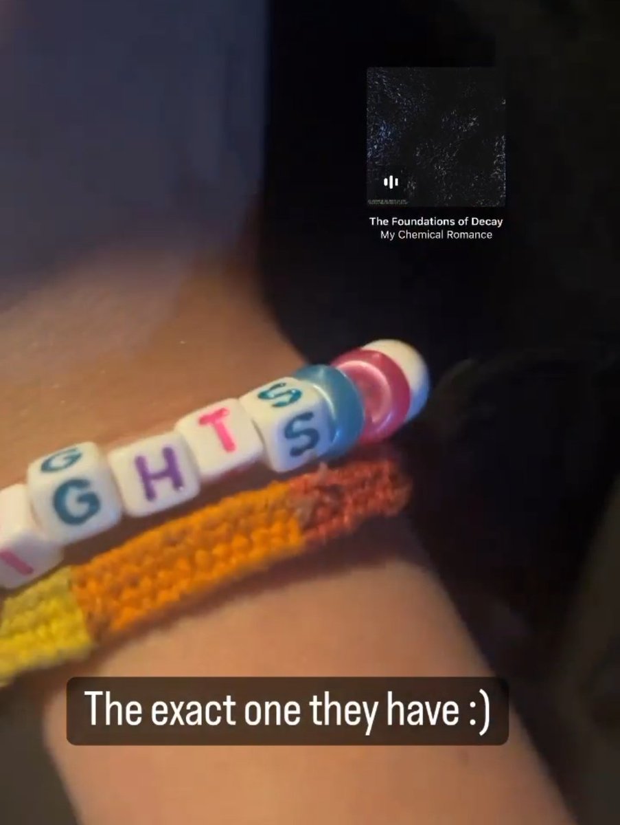 mcr_lore's tweet photo. a fan gave ray and frank “trans rights” bracelets when they met and both wore them at the show ❤️ https://t.co/tqGAh1y64Q
