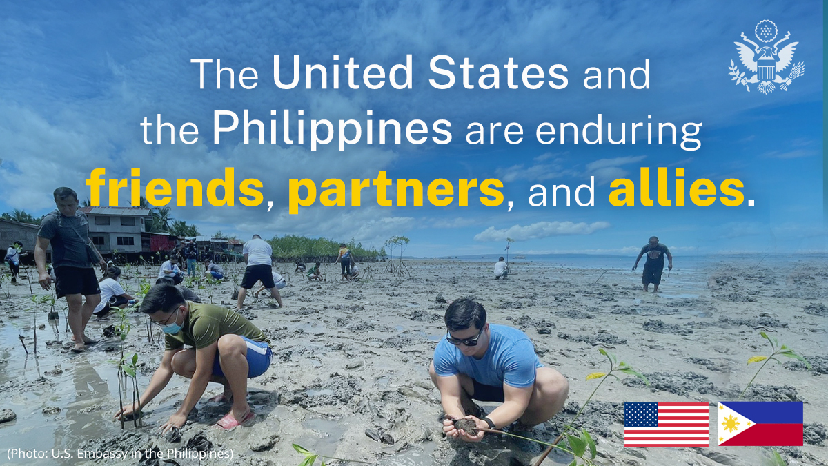 We have an enduring friendship with the Philippines, including through cooperating on trade and investment and on clean energy, advancing our shared democratic values, and recovering from the COVID-19 pandemic together. More: go.usa.gov/xSfHk.  🇺🇸🇵🇭 #FriendsPartnersAllies