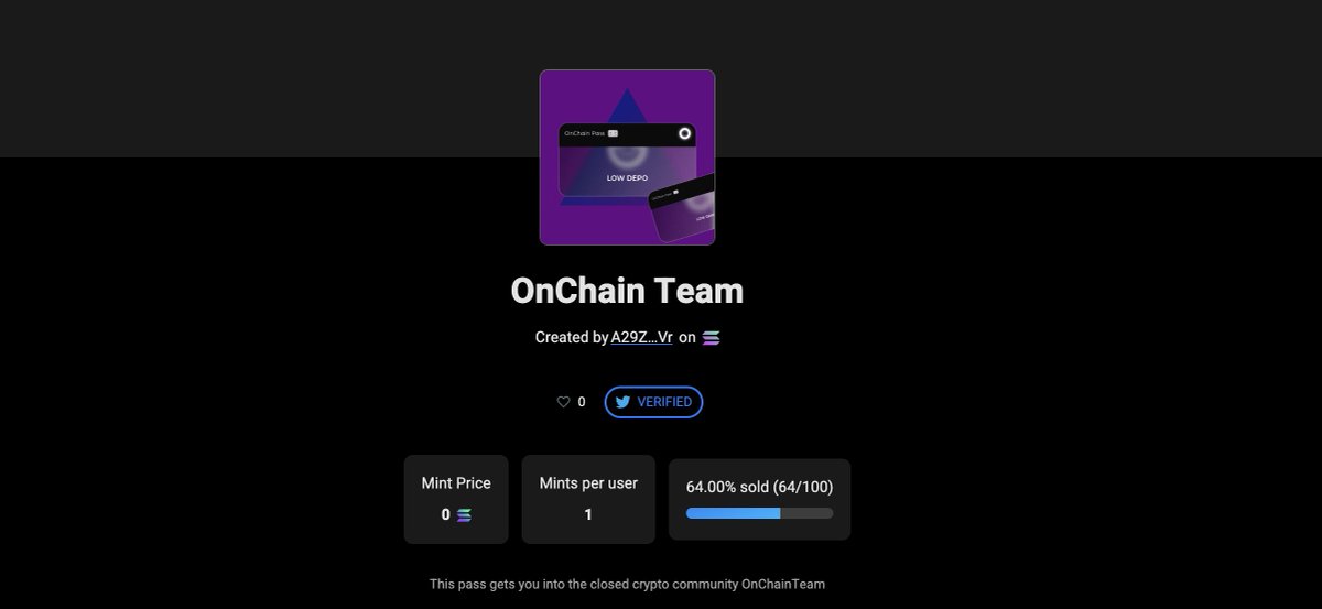 OnchainTeam's tweet photo. Free Mint launched - https://t.co/MzsRPpCMe9

After purchase, fill out the form and get an invite to the TEAM - https://t.co/poHywZc1I4

#onchain #SolanaSummer #freemint #SolanaNFT https://t.co/kWy7WABcm2