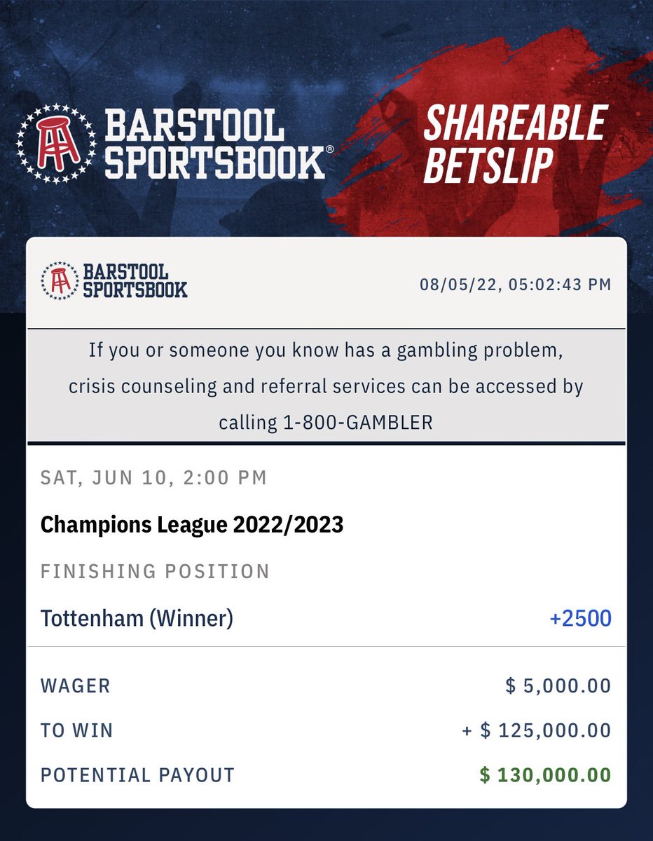 Made my 1st bet when I landed in Chicago.  #BarstoolSportsbook  #coys  barstoolsportsbook.com/bets?_p=WVCCaE…