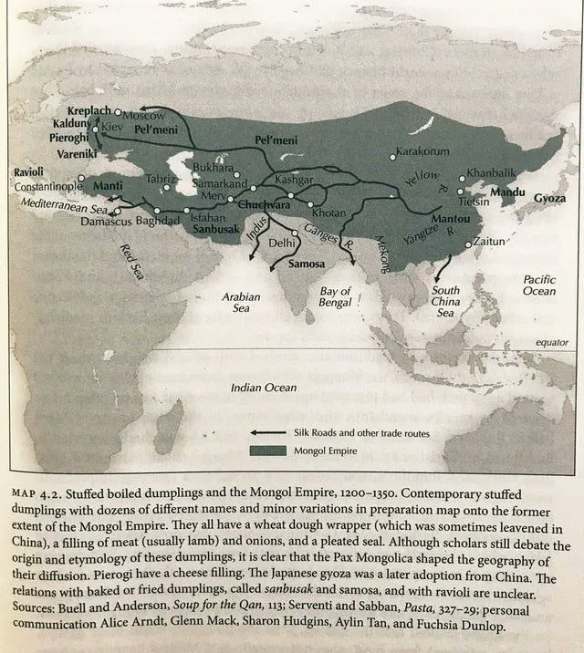 simongerman600's tweet photo. Important cultural knowledge! This map shows the spread of dumplings. Also start a fight over family dinner by discussing whether or not ravioli are dumplings. Source: https://t.co/xZhkjO5S7w https://t.co/z0A1EVcaMQ