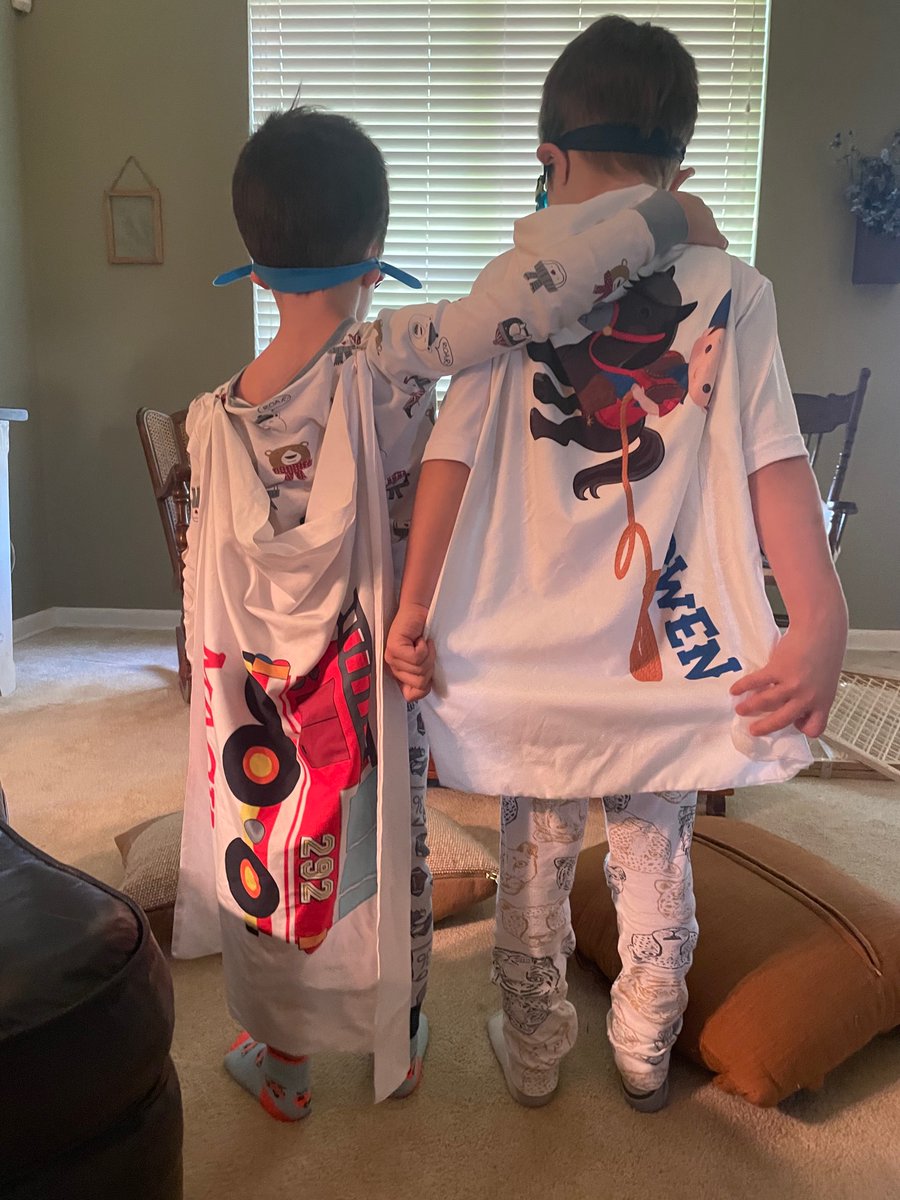 brittanyloper's tweet photo. These two super heroes have been by each other’s side for every adventure.  The pretend land of “them against the world”,is soon coming to a close.  We have always prayed for these two to have a super tight bond.  As my hearing son enters a mainstream school for the first time... https://t.co/8uHuUJR0VK