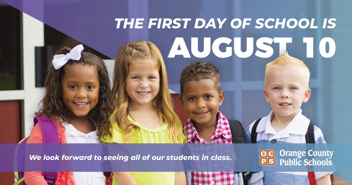 Just a reminder: school starts on Wednesday, August 10th. We can't wait to see all of our students back in class and ready for a great school year!
