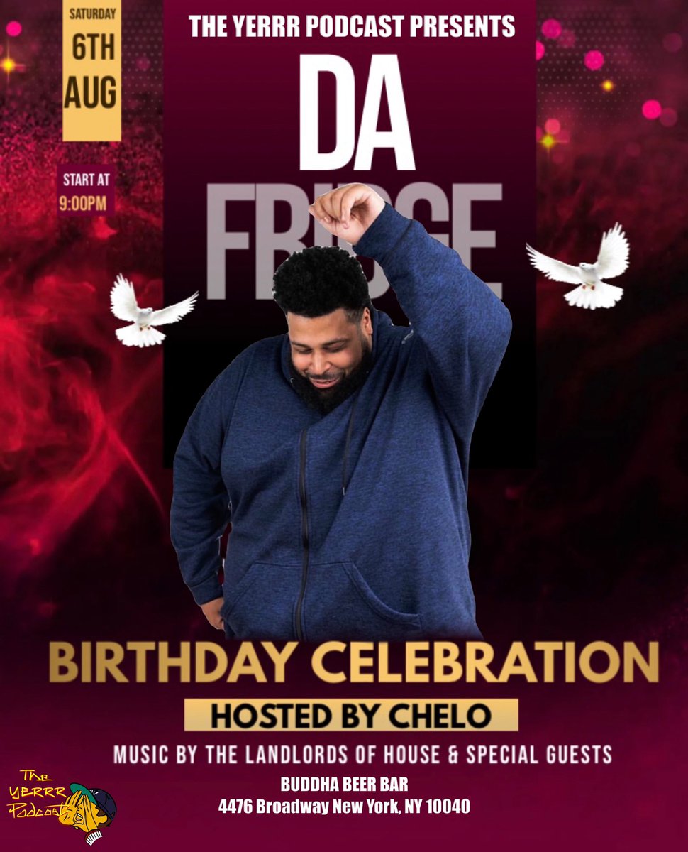 YerrrPodcast's tweet photo. Join us tomorrow at @BuddhaBeerBar as we celebrate the birthday of our great friend Matthew Otero aka Da Fridge. Start time is at 9pm. Feel free to DM @humanerror35 for any questions you may have! LETS CELEBRATE NEVERA #Yerrr https://t.co/lfI5Q7Vxf2