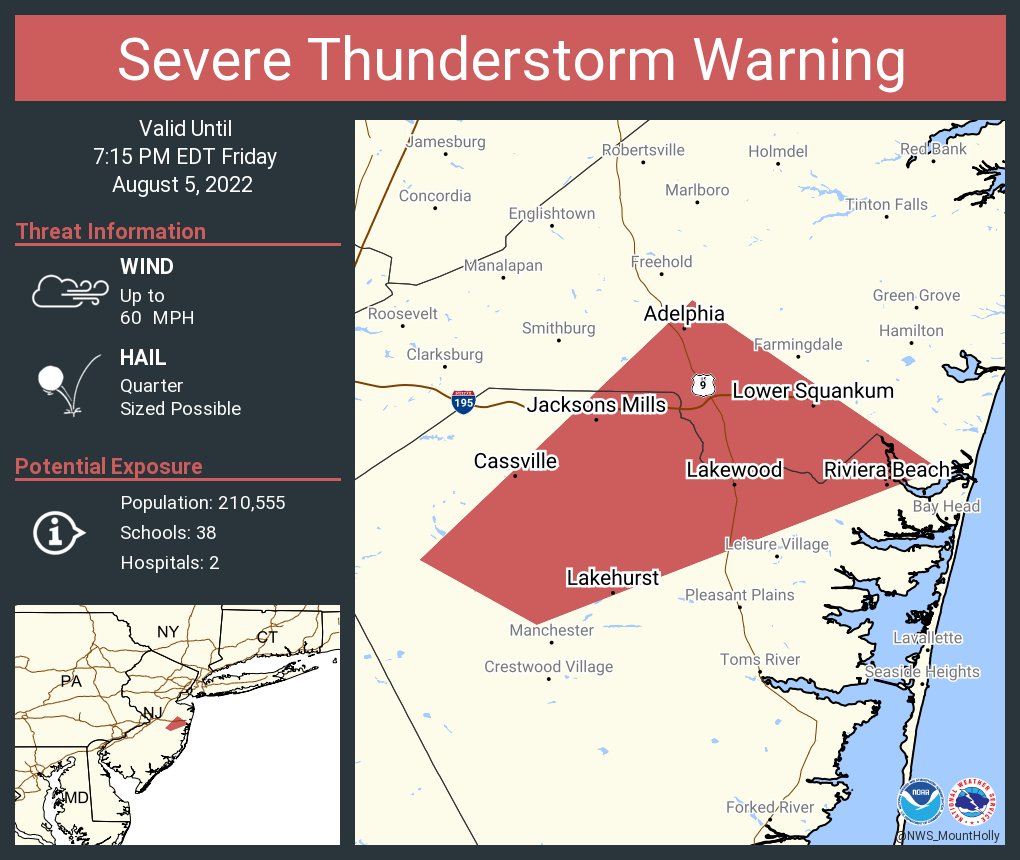 NWS Mount Holly on Twitter "Severe Thunderstorm Warning including