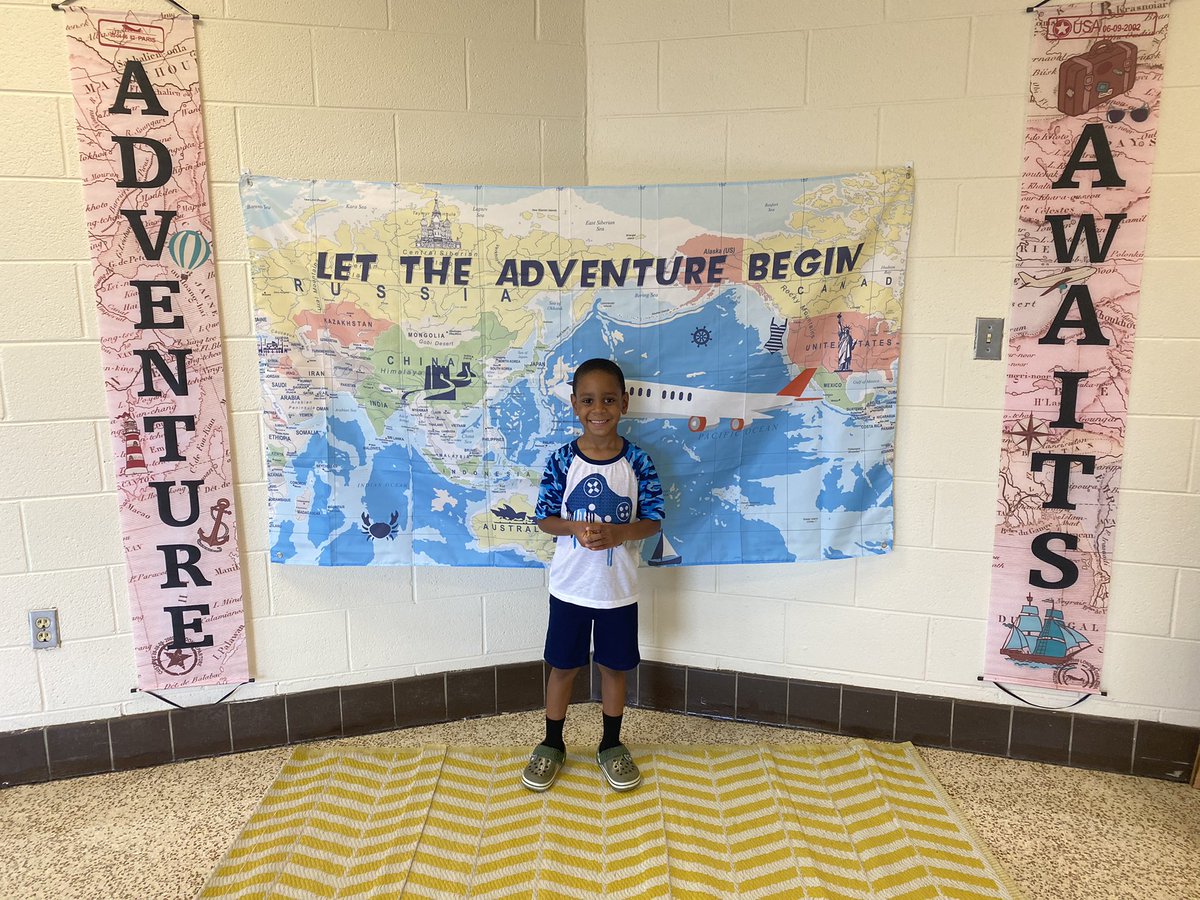 trini2j's tweet photo. we greeted our students with an adventure theme this year’s open house…. my first grader joined in the photo shoot… #ParticipateLrng #PECPS https://t.co/nzk6YVYV1J
