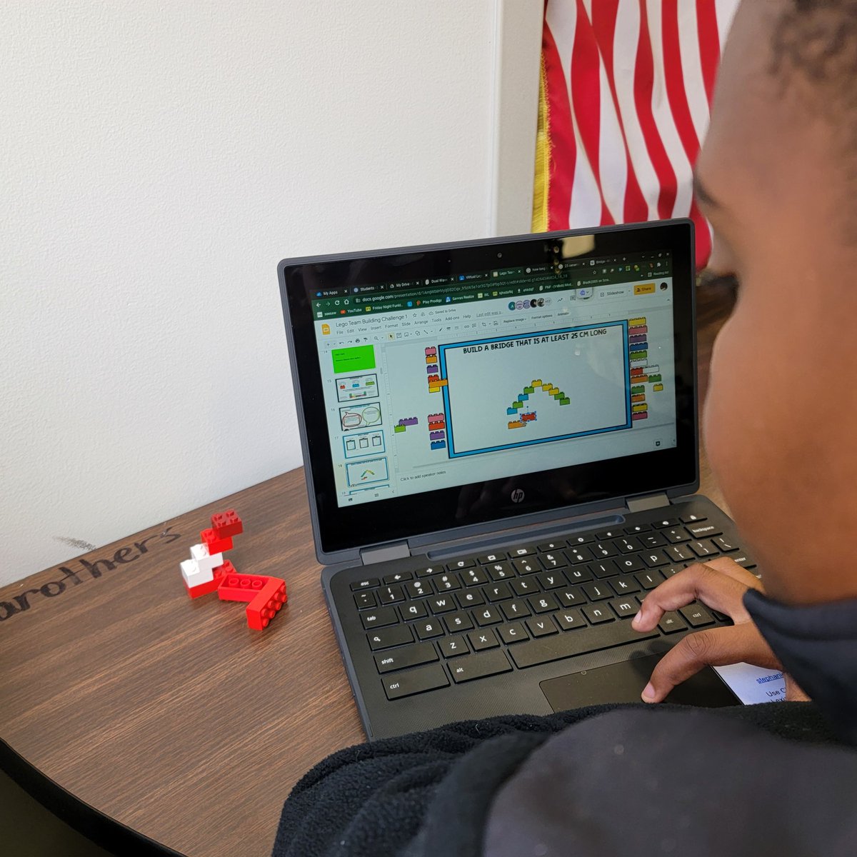 SousasB108Fam's tweet photo. Some digital design engineering to throw ourselves fully into collaborative technology. Students created blueprints using virtual Lego bricks and other groups constructed their blueprints to test the design integrity. Lots of learning curves traveled today! #C109Fam #IC2223 https://t.co/d1tqWXA6Wy