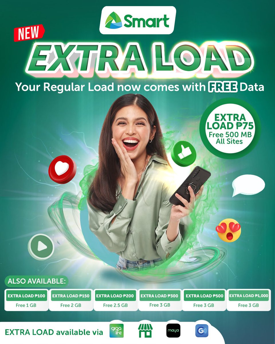 officialaldub16's tweet photo. Your regular load from P75 and up now comes with FREE data with #SmartExtraLoad!! 

Load up EXTRA LOAD 75 and get FREE 500MB for all sites.

Load now! https://t.co/XFkUSey7dl

@mainedcm 
#MaineForSmart
#ALDUBatADNCollectively https://t.co/QurvSazaCV