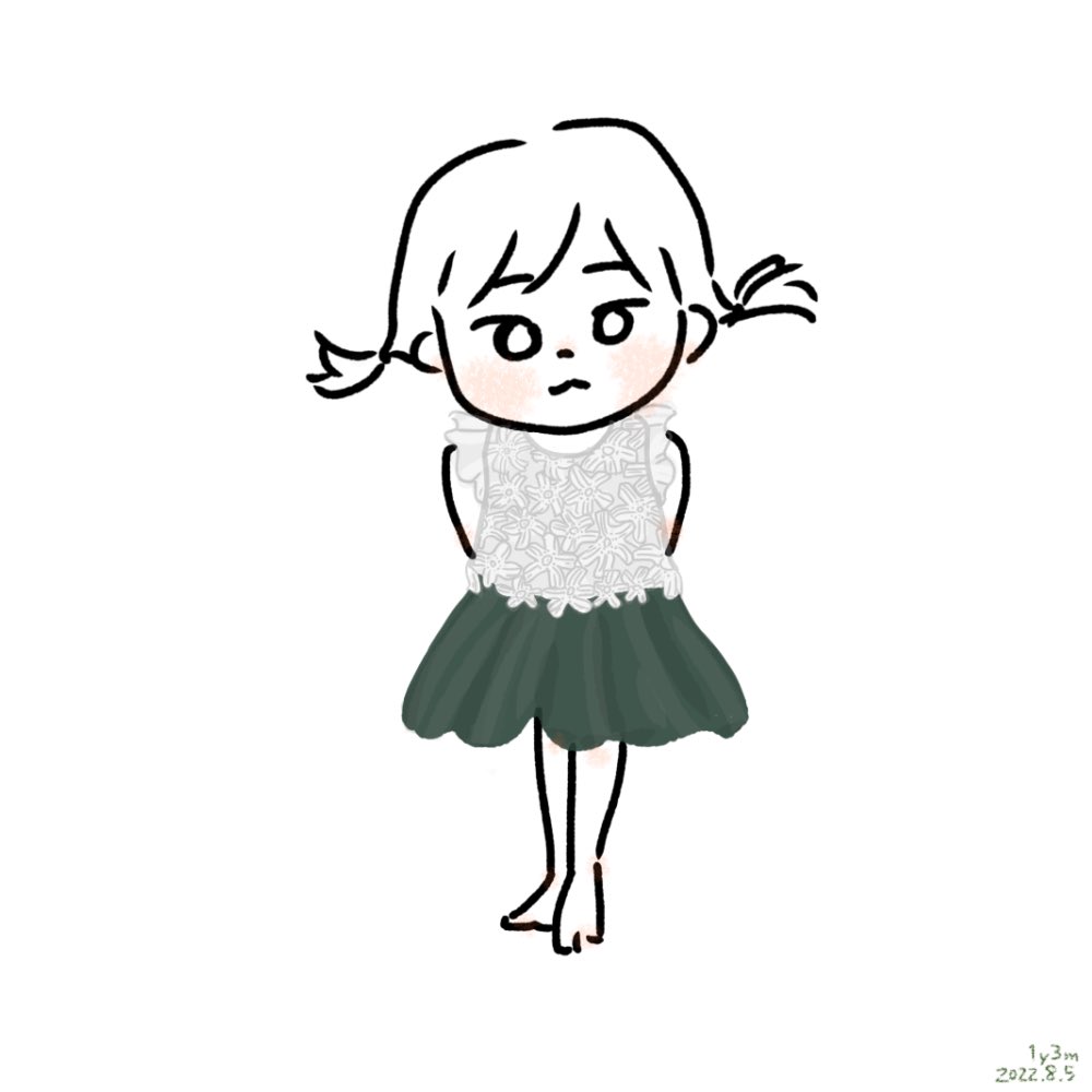 お花のレースのワンピースドレス 韓国メーカーのお洋服だったみたい とにかく可愛すぎる イラスト 子育て 育児絵日記 1歳 りんごえにっき ファッションイラスト 韓国 女 By かまりんご Edayfm