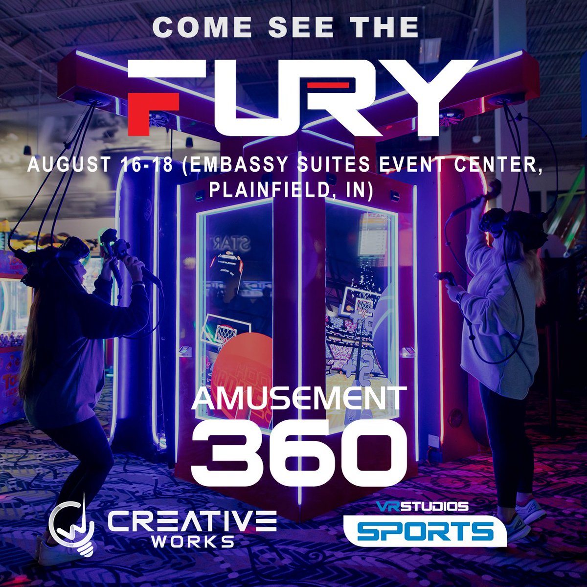 Come play the FURY 8/16-18 at <a href="/theWOWeffect/">ᴄʀᴇᴀᴛɪᴠᴇ ᴡᴏʀᴋs</a>'s Amusement 360. The FURY is the small-footprint #VR sports #attraction that's #arcade-easy. It's a perfect addition to any arcade. See you at 360 - The Amusement Education Event for Startups and Operators. amusement360.com/event