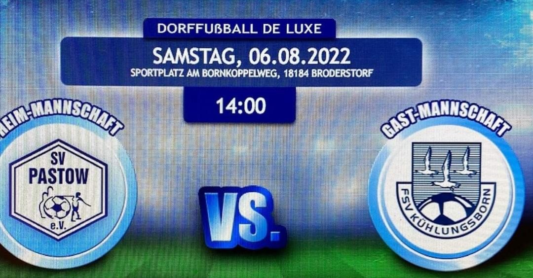 Saison-Beginn am Bornkoppelweg! 1. Spieltag der Saison 2022-23 und wir begrüßen unsere Gäste vom FSV Kühlungsborn. Auf geht's und spielt eine gute Saison unter unserem neuen Trainer Jens Dowe. Viel Erfolg wünschen wir euch.