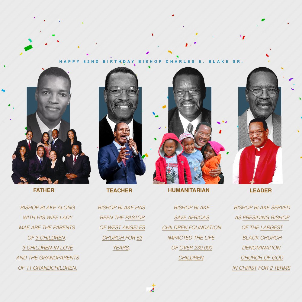 𝐇𝐞𝐥𝐩 𝐮𝐬 𝐰𝐢𝐬𝐡 𝐁𝐢𝐬𝐡𝐨𝐩 𝐂𝐡𝐚𝐫𝐥𝐞𝐬 𝐄. 𝐁𝐥𝐚𝐤𝐞 𝐒𝐫. 𝐚 𝐇𝐚𝐩𝐩𝐲 𝟖𝟐𝐧𝐝 𝐁𝐢𝐫𝐭𝐡𝐝𝐚𝐲! 🎉

Join us this Sunday for a special Blessing of the Elders Tribute Service, as we celebrate his life and legacy!

#WestAngelesCOGIC