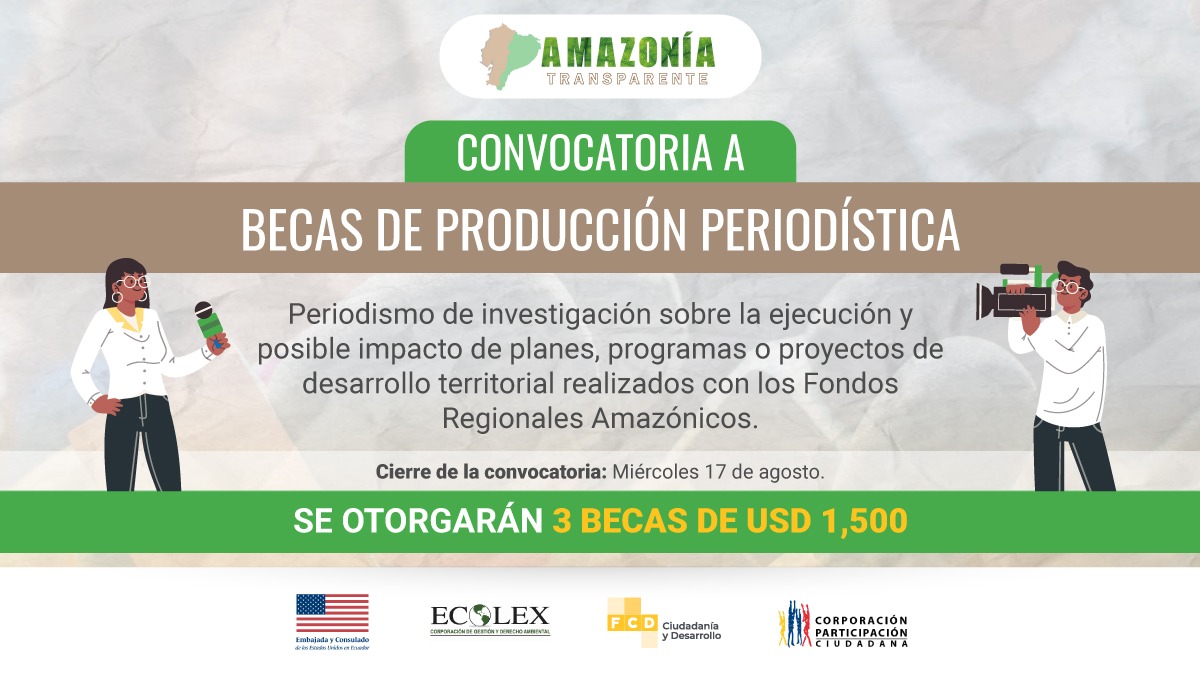 FCD_Ecuador's tweet photo. ¡Atención! 
🥳Abrimos nueva convocatoria para becas de producción periodística.

Ingresando al siguiente enlace conocerás los requisitos para aplicar➡️ https://t.co/QZXbzukrxI 

#AmazoníaTransparenteEC https://t.co/hRMePe5Wb2