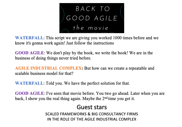 lukadotnet's tweet photo. Back to good Agile, the movie 

#NoImposition #NoStandardSolutions #NoCannedRecipes #BackToGoodAgile https://t.co/x1XYrfZZib