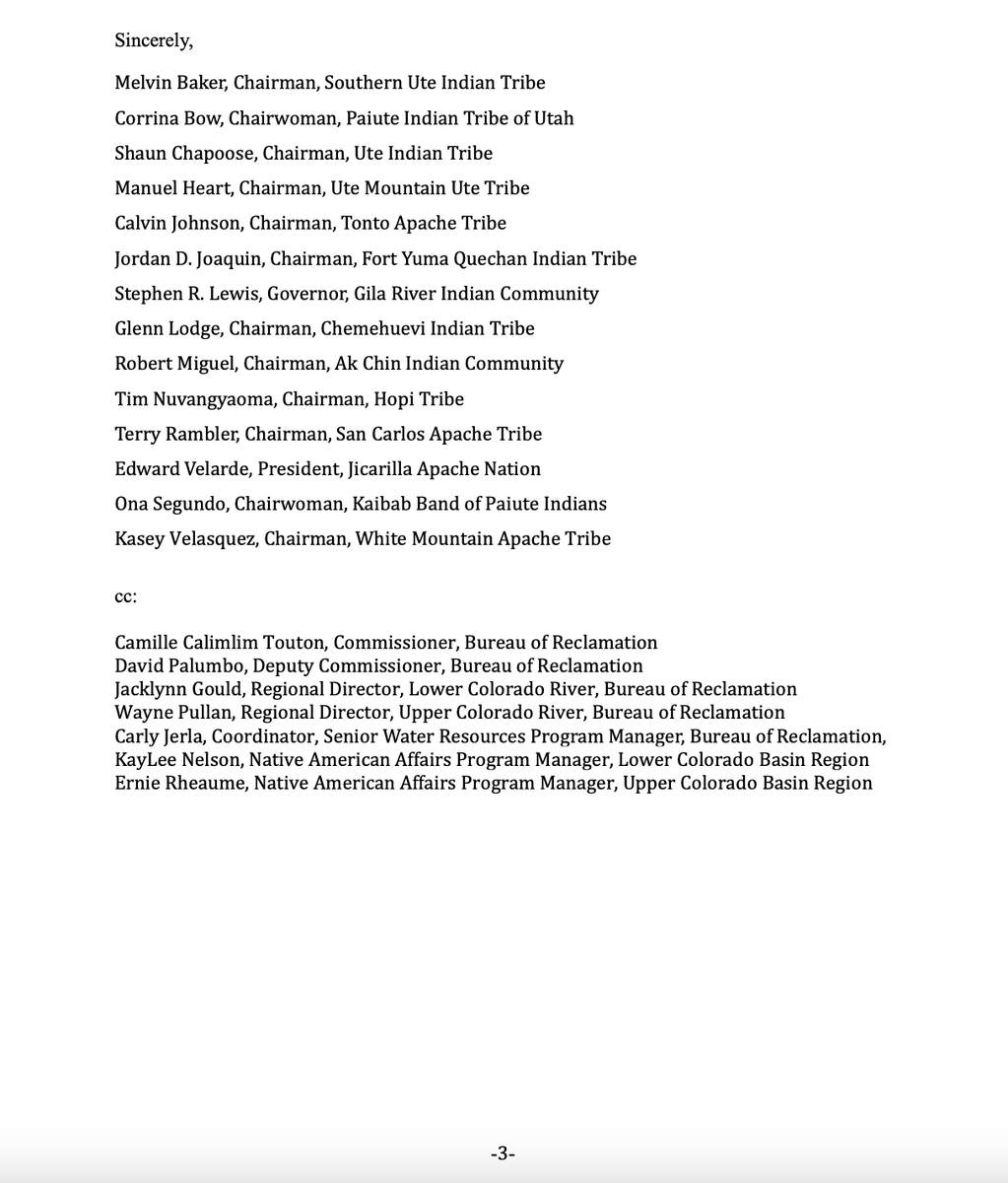 awhager's tweet photo. Here's the full letter from 14 tribes to @Interior.

“We should not have to remind you — but we will again — that as our trustee, you must protect our rights, our assets, and people in addition to any action you take on behalf of the system." https://t.co/pMxeo36ch3
