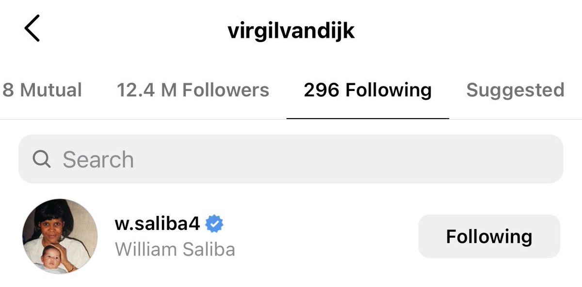 Virgil Van Dijk, Instagram üzerinden William Saliba'yı takip etmeye başladı.