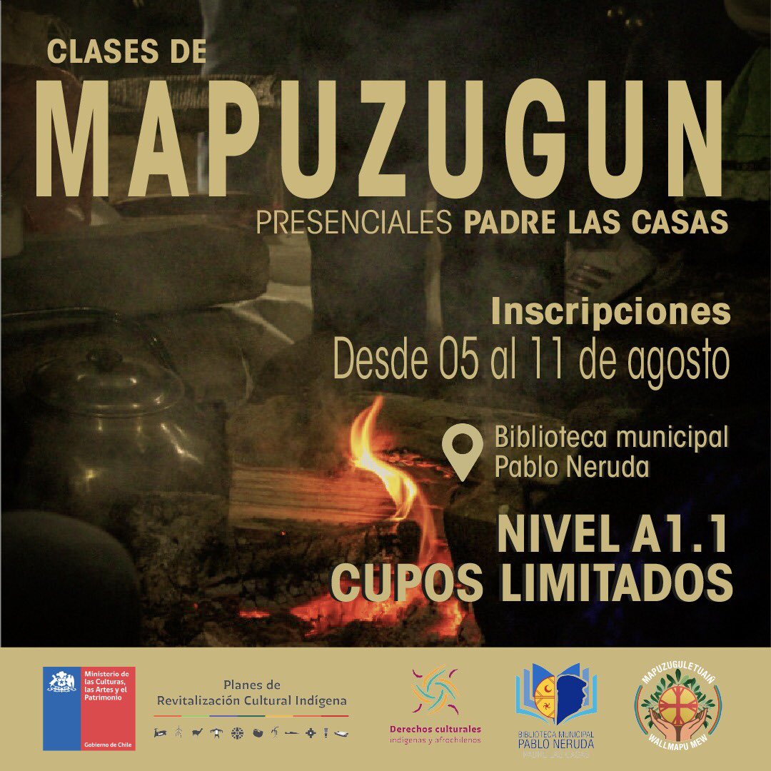 mapuzuguletuain's tweet photo. Inscríbete aquí https://t.co/l7qh3Rxuiu NO NECESITAS CONOCIMIENTOS PREVIOS 🤓📚

#mapuche #mapuzuguletuaiñ #aprender #wallmapulibre #chile #idioma #temuco #padrelascasas #wallmapu #mapuzugun #pueblosoriginarios #mapudungun https://t.co/u6drft0N31