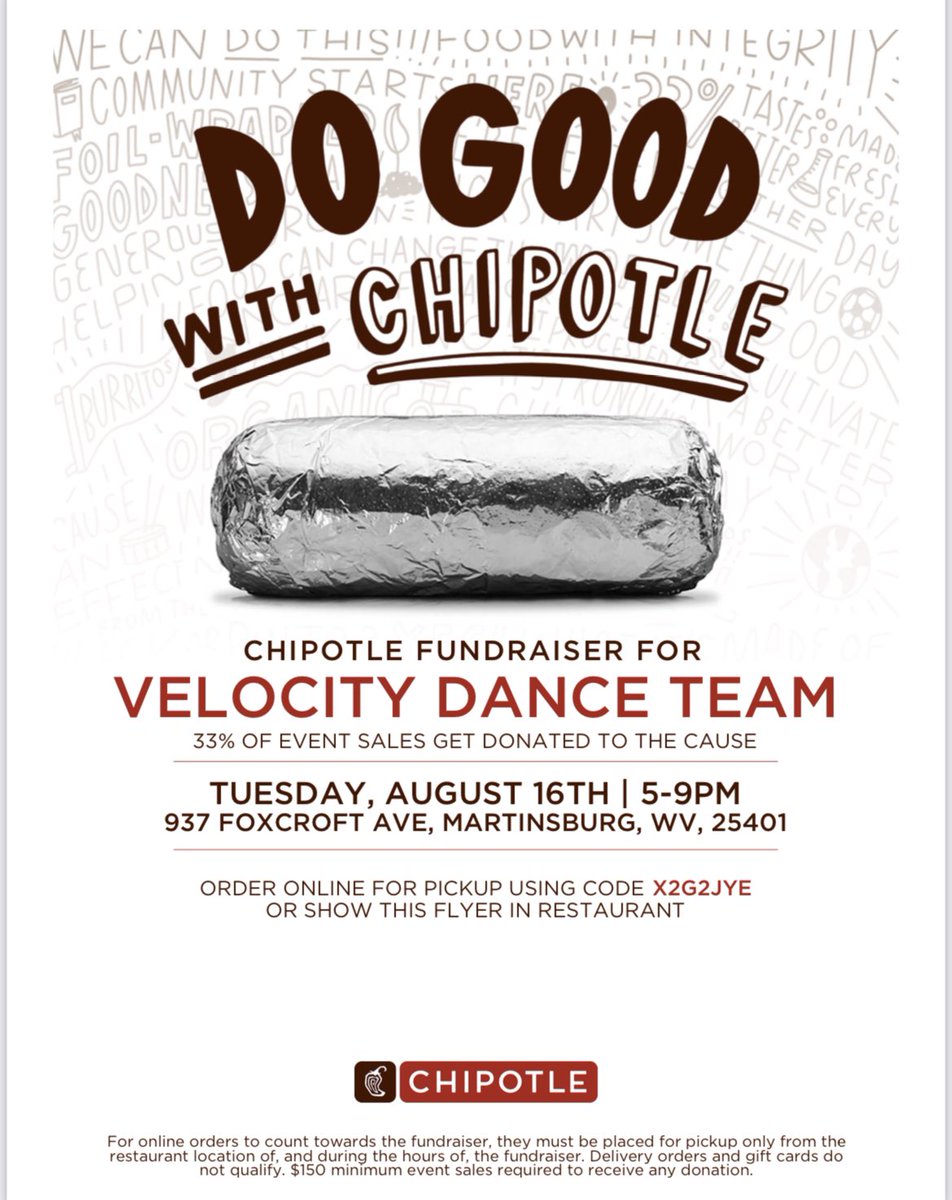 Save the date: August 16, 5-9 PM!!! 🗓 Come support VDT &amp; enjoy some delicious Chipotle. 🌯😋 We have big goals this year &amp; need YOUR help to reach them! 🌟
