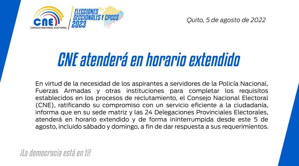 CNESantoDomingo's tweet photo. #CNEInforma 

Para cubrir las necesidades de la ciudadanía, atenderemos en horario extendido y de forma ininterrumpida.

Para más detalles dale click al siguiente enlace.
👇
 https://t.co/Mel5XPbaCp https://t.co/oNx4yAN3p2