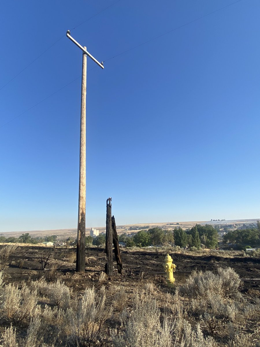 JenDowlingNews's tweet photo. Avista crews had also been working all night to replace damaged power poles in order to restore electricity to the town of about 500. #fox13seattle #fox13 #lindfire #wildfire #washington #fireseason #wildfires #avista #lind #news #ruralwashington #wawx @fox13seattle https://t.co/U2ifmVy4K9