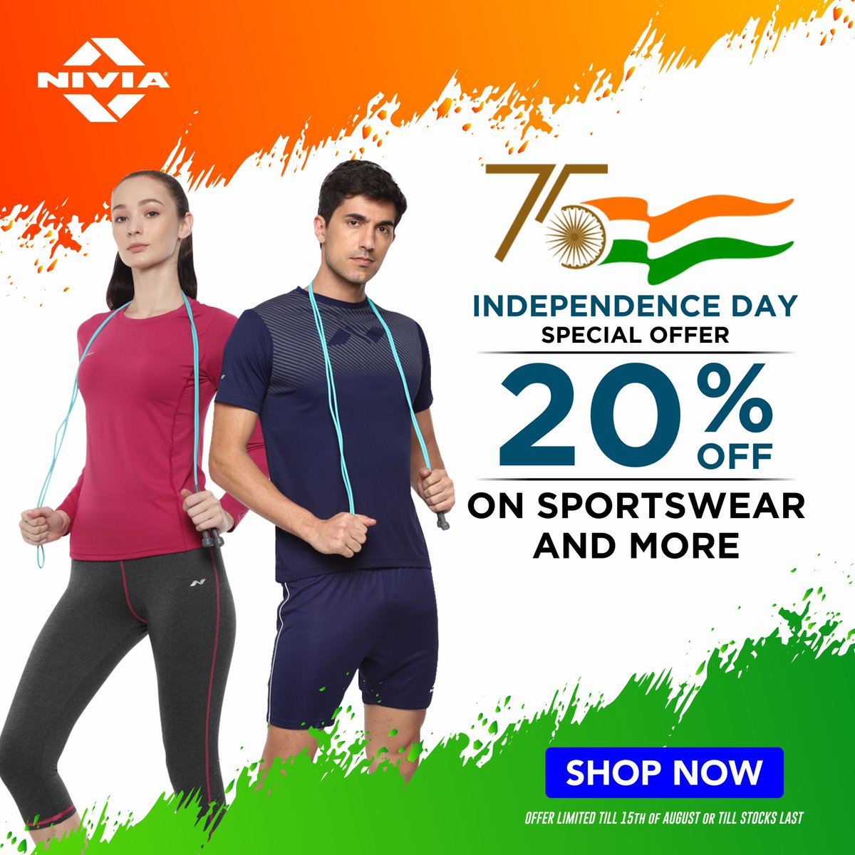 niviasports's tweet photo. 75th Independence Day- Special offer at https://t.co/qO6KAfsNN4

#Nivia #NiviaSports #StepOutAndPlay #IndependenceDayOffer https://t.co/X1983xgNHN