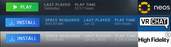 FlameSoulis's tweet photo. Hey, remember how people said you will come back to #VRChat after a backlash?
Guess who now has more hours in #NeosVR than VRC...
...and is getting closer to the number of hours I spent in #HighFidelityVR when not running my own custom builds?
#VR https://t.co/zW2GQhgquu