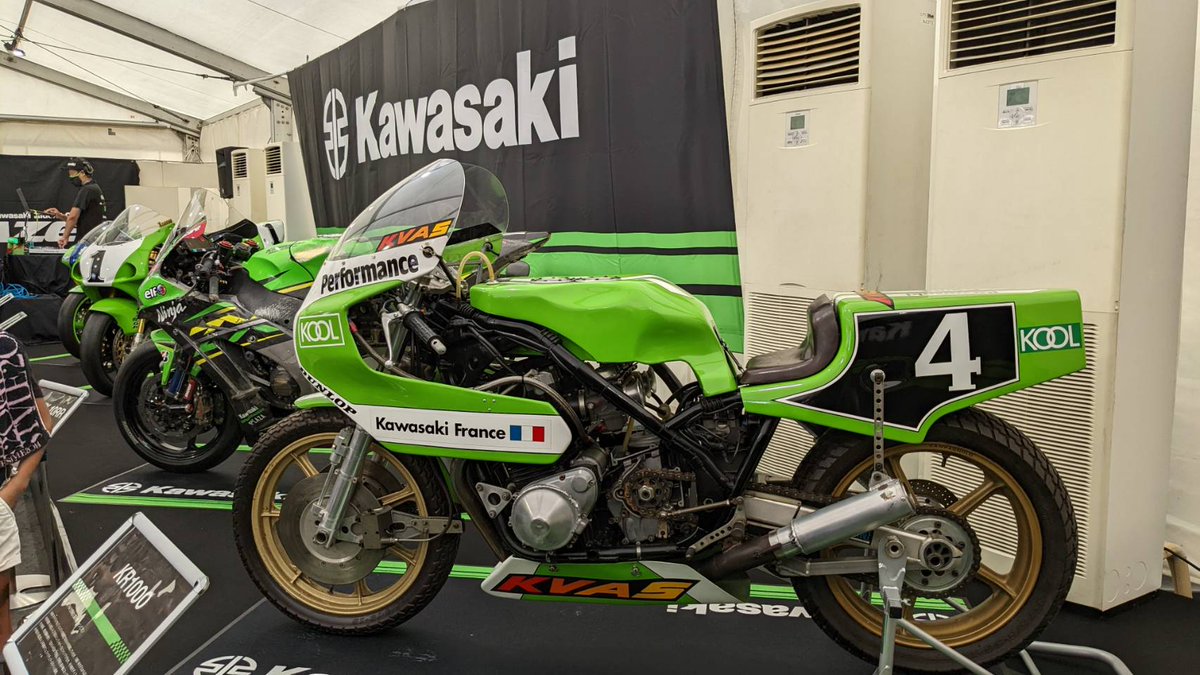 【1981年 FIM世界耐久選手権 チャンピオンマシン KR1000】レギュレーションの排気量に対応したZ1000Jエンジンを搭載。1位から4位までを独占するという偉業を達成しました。世界耐久選手権になって初タイトルとなり、3年連続マニュファクチュラーズタイトルを獲得しています。#Kawasaki8H #鈴鹿8耐 