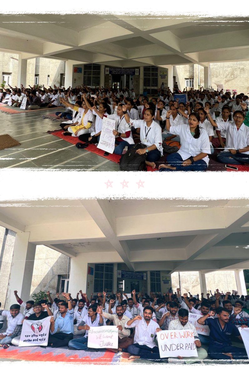PhD, PG doctors and internship students supports all veterinary students and join the strike against low stipend given by the Gujarat Gov.
<a href="/CMOGuj/">CMO Gujarat</a> <a href="/Bhupendrapbjp/">Bhupendra Patel</a> 
<a href="/RaghavjiPatel/">Raghavji Patel</a> <a href="/KanuDesai180/">Kanu Desai</a> 
#Increase_Guj_Vet_Stipend
#Guj_vet_union
#Guj_veterinary_students_on_strike