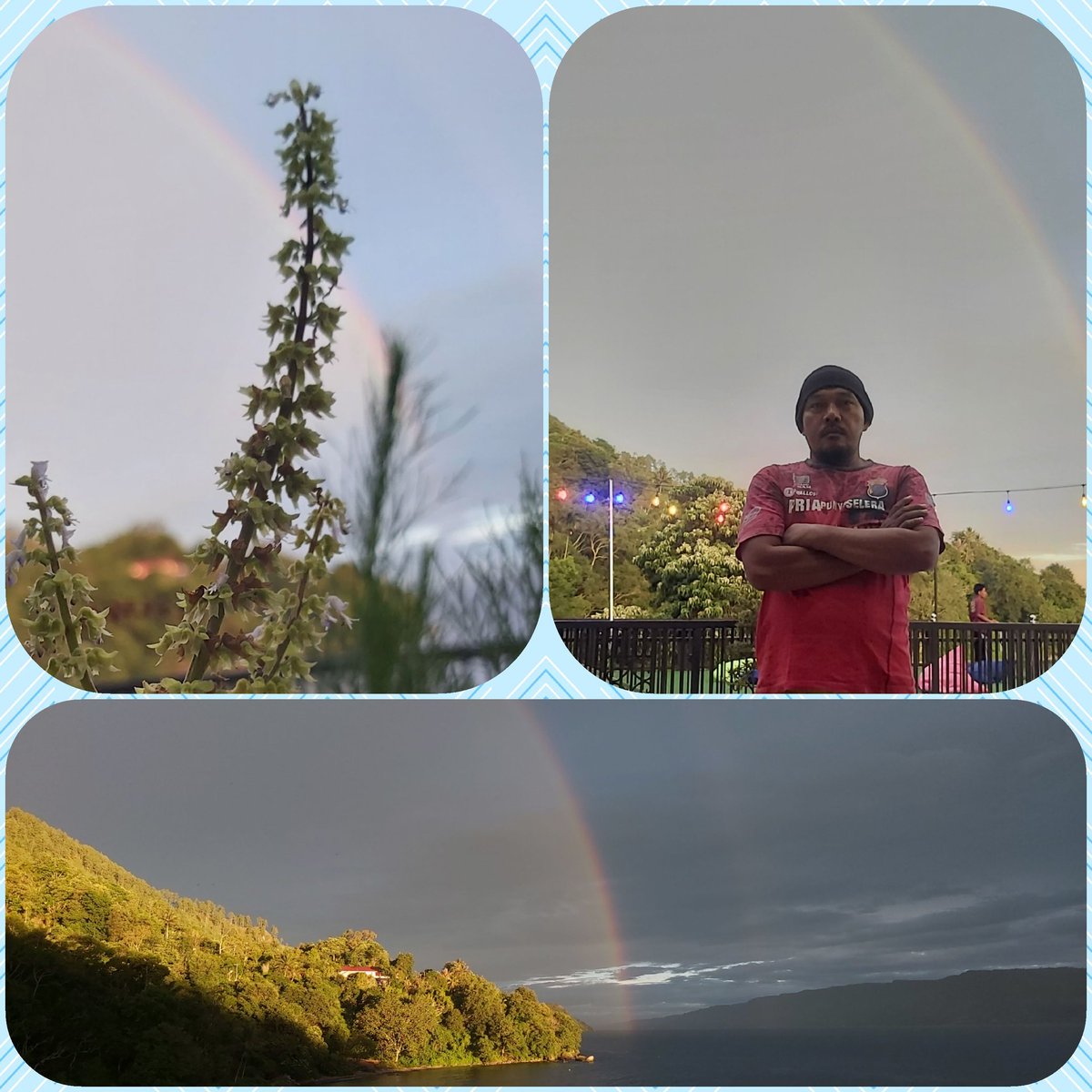 SupriadibnPaijo's tweet photo. Moment pelangi di senja kala. Tiba-tiba hujan mengguyur saat matahari yang kan kembali ke ufuk Barat. Tak disia-siakan, langsung jepret.
#rainbow
#tigaras
#danautoba
#phoneshoot
#withGalaxy
#samsungmembersID https://t.co/0BG0UvhtJ4
